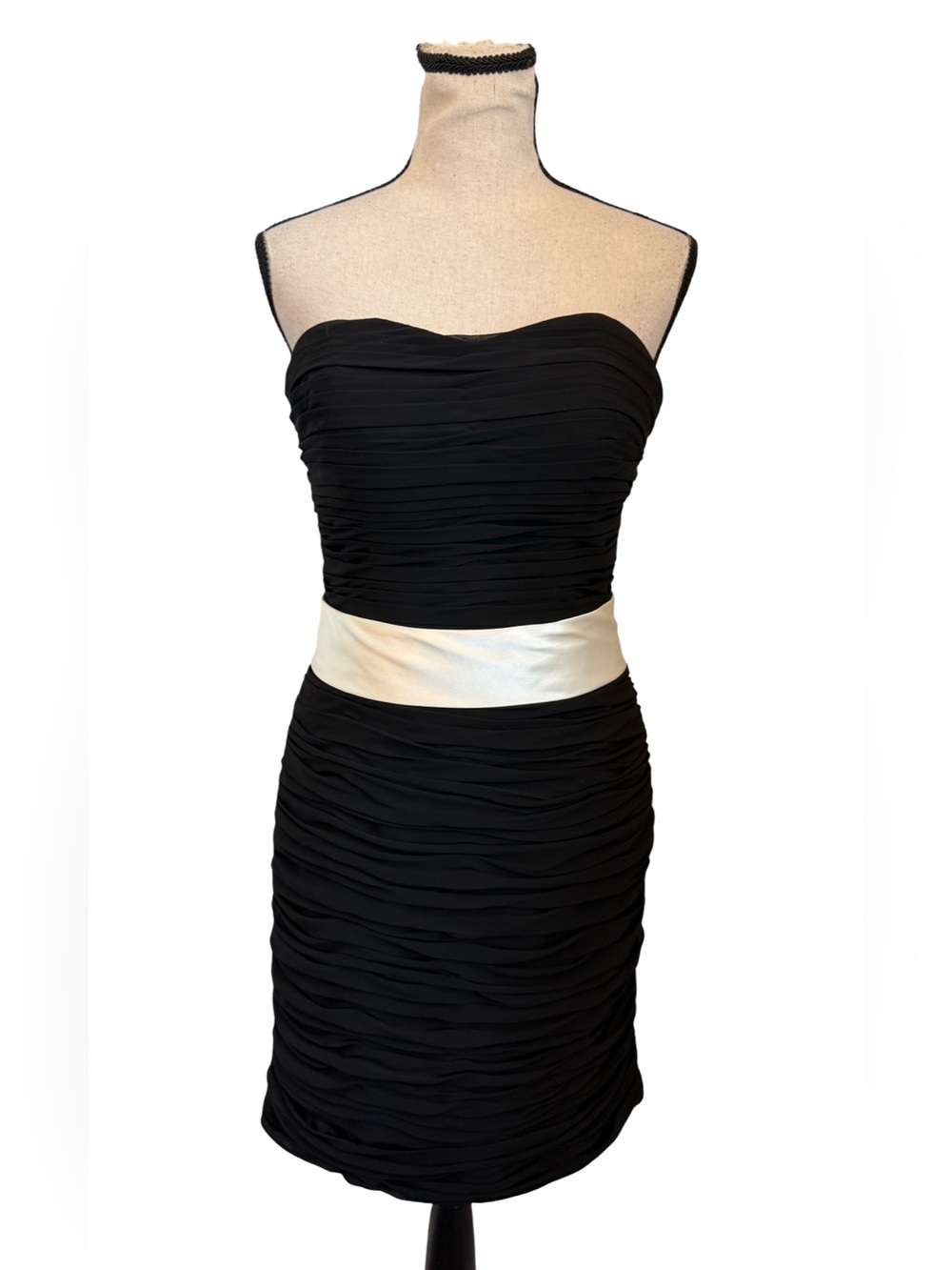 Bill Levkoff Black Strapless Ruched Formal Cocktail Dress Size 4